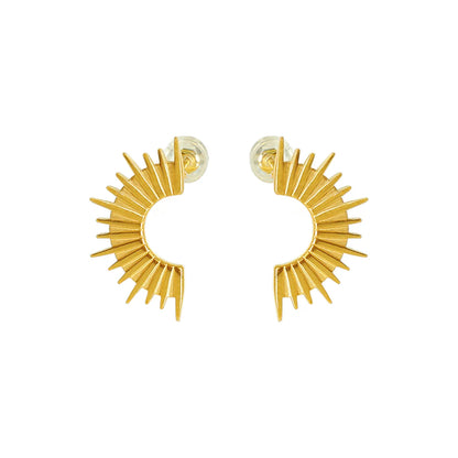 1 Pair Elegant Simple Style C Shape Sun Irregular Plating Titanium Steel 18k Gold Plated Ear Studs