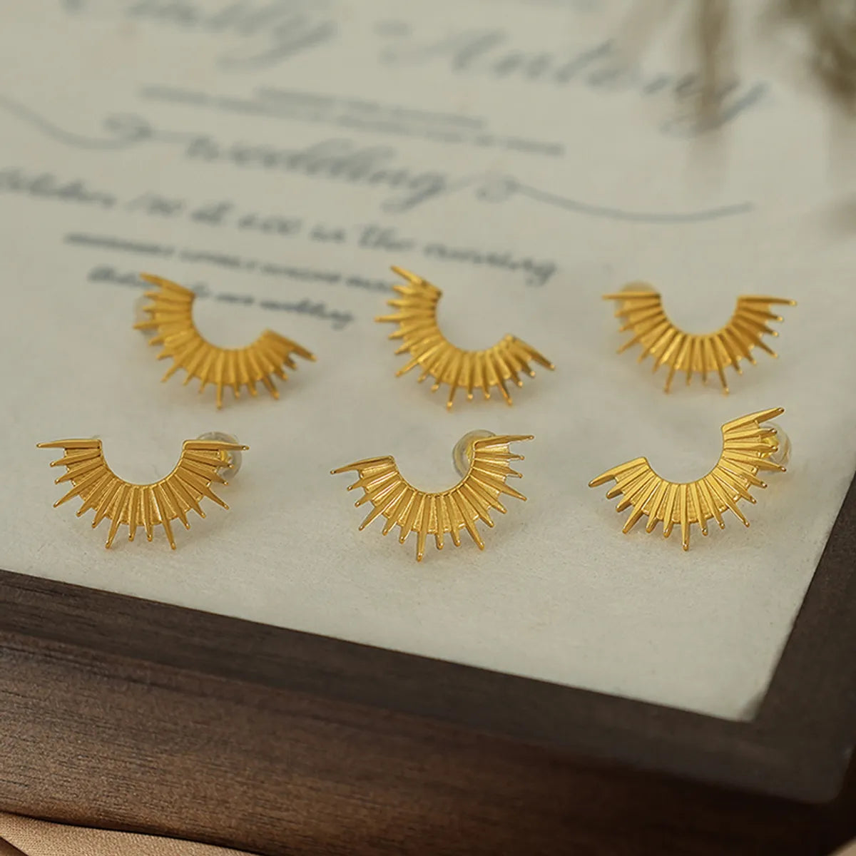 1 Pair Elegant Simple Style C Shape Sun Irregular Plating Titanium Steel 18k Gold Plated Ear Studs