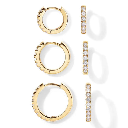 1 Pair Elegant Simple Style Circle Copper Zircon K Gold Plated Hoop Earrings