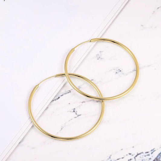 1 Pair Elegant Simple Style Circle Plating Sterling Silver Gold Plated Silver Plated Hoop Earrings