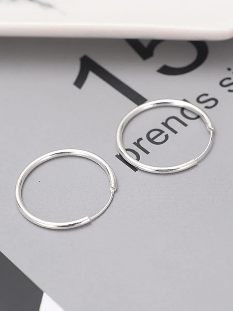 1 Pair Elegant Simple Style Circle Plating Sterling Silver Gold Plated Silver Plated Hoop Earrings