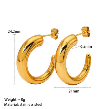 1 Pair Elegant Simple Style Classic Style C Shape Polishing Plating Stainless Steel 14k Gold Plated White Gold Plated Gold Plated Ear Studs