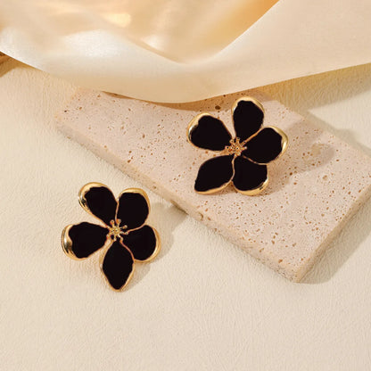 1 Pair Elegant Simple Style Classic Style Flower Epoxy Alloy K Gold Plated Ear Studs