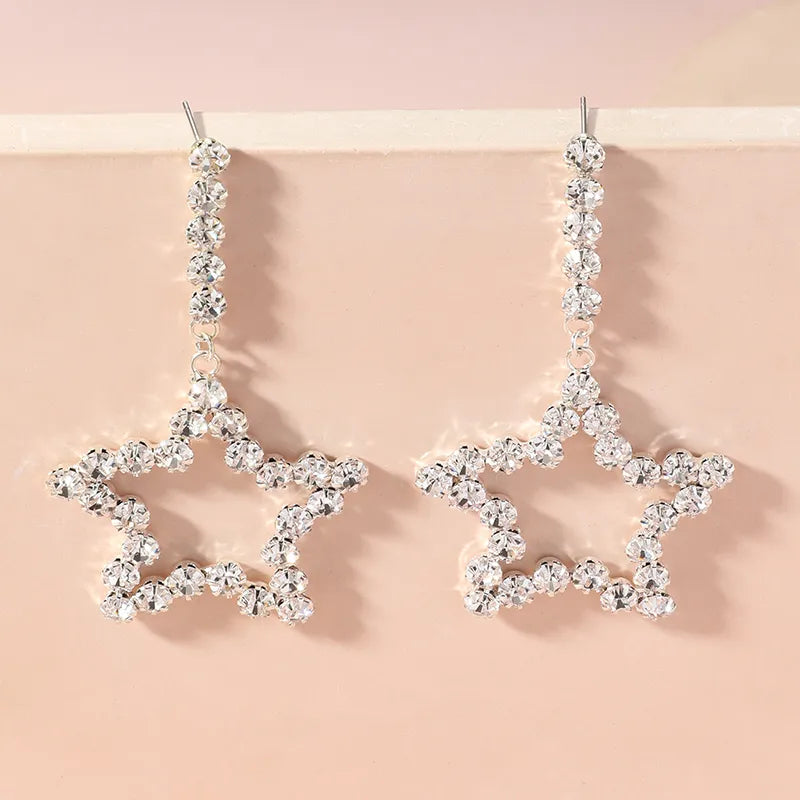 1 Pair Elegant Simple Style Classic Style Geometric Star Alloy Gold Plated Drop Earrings