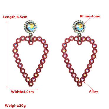 1 Pair Elegant Simple Style Classic Style Heart Shape Stoving Varnish Plating Inlay Alloy Rhinestones Rose Gold Plated Drop Earrings