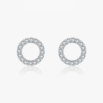 1 Pair Elegant Simple Style Classic Style Round Sterling Silver Plating Inlay Zircon Rhodium Plated Ear Studs