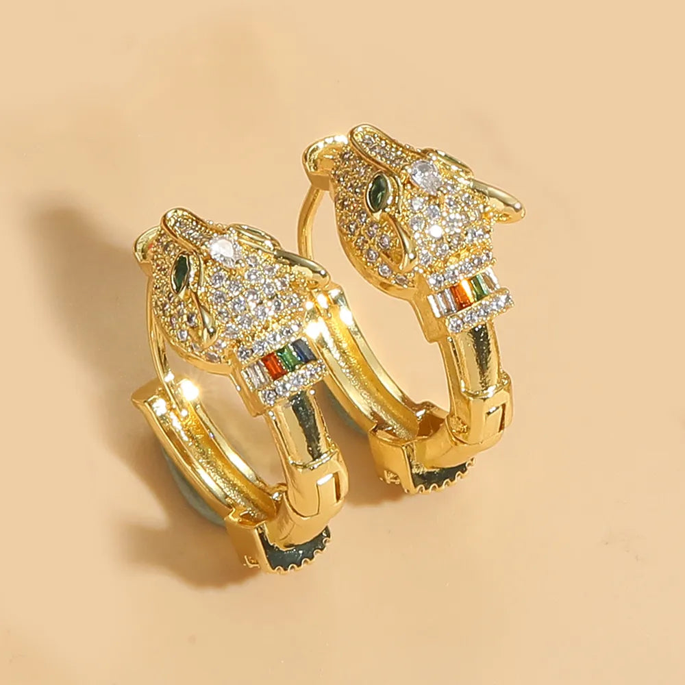 1 Pair Elegant Simple Style Color Block Inlay Copper Zircon 14K Gold Plated Drop Earrings