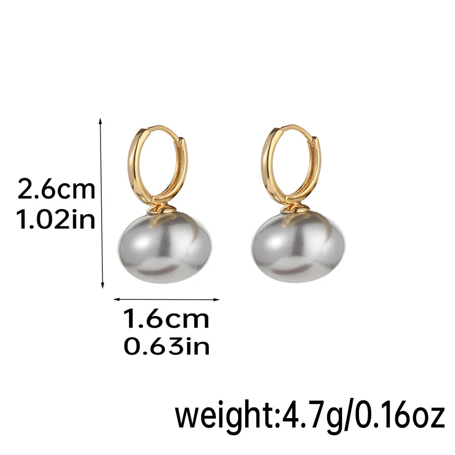 1 Pair Elegant Simple Style Color Block Inlay Resin Freshwater Pearl Copper Resin Pearl 18k Gold Plated Drop Earrings