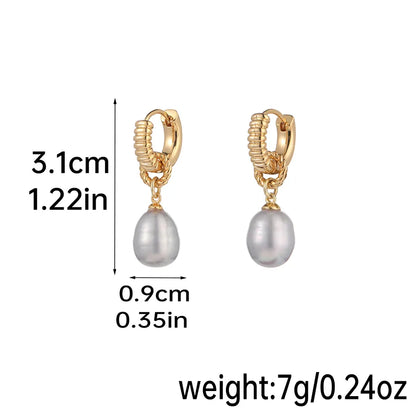 1 Pair Elegant Simple Style Color Block Inlay Resin Freshwater Pearl Copper Resin Pearl 18k Gold Plated Drop Earrings