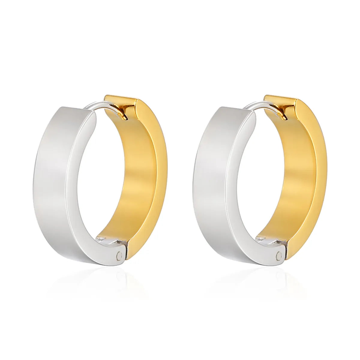 1 Pair Elegant Simple Style Color Block Polishing Plating Stainless Steel 18k Gold Plated Hoop Earrings