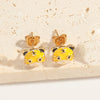 1 Pair Elegant Simple Style Commute Animal Enamel Inlay Copper Diamond 14K Gold Plated Drop Earrings Ear Studs