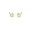 1 Pair Elegant Simple Style Commute Bunny Ears Heart Shape Plating Inlay Sterling Silver Zircon 14K Gold Plated Ear Studs