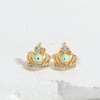 1 Pair Elegant Simple Style Commute Devil'S Eye Crown Enamel Inlay Copper Zircon 14K Gold Plated Ear Studs