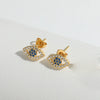 1 Pair Elegant Simple Style Commute Devil'S Eye Enamel Inlay Copper Zircon 14K Gold Plated Ear Studs