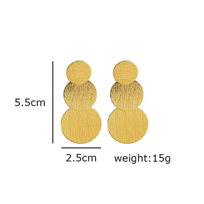 1 Pair Elegant Simple Style Commute Round Ferroalloy 14K Gold Plated Drop Earrings