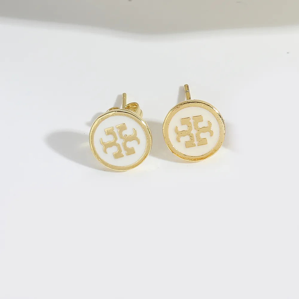 1 Pair Elegant Simple Style Commute Round Plating Copper 14K Gold Plated Ear Studs