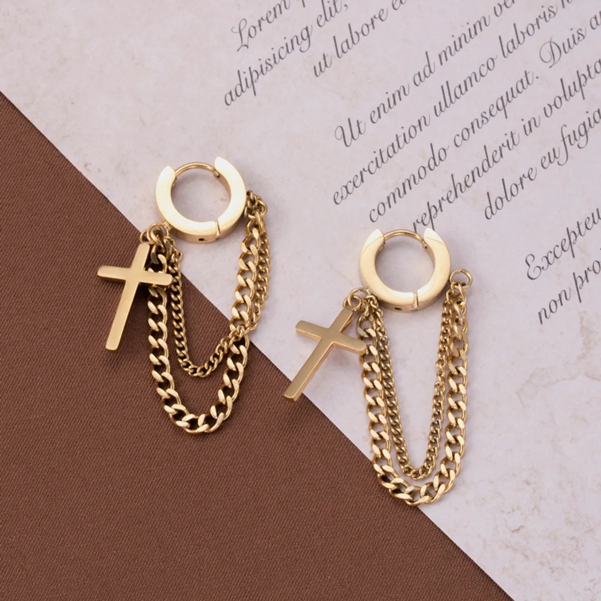 1 Pair Elegant Simple Style Cross Dreamcatcher Heart Shape Plating 304 Stainless Steel Drop Earrings