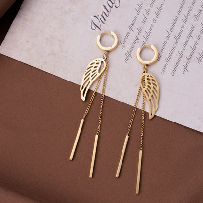 1 Pair Elegant Simple Style Cross Dreamcatcher Heart Shape Plating 304 Stainless Steel Drop Earrings