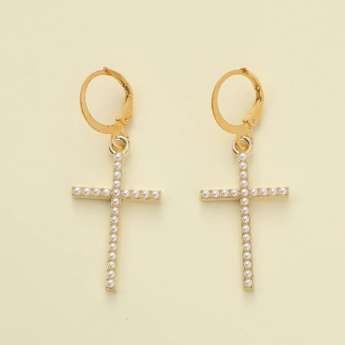 1 Pair Elegant Simple Style Cross Heart Shape Flower Alloy Drop Earrings