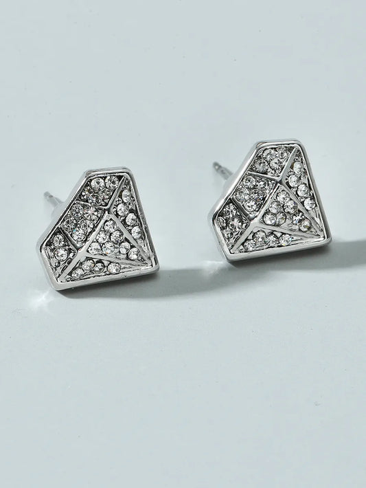 1 Pair Elegant Simple Style Diamonds Alloy Glass Ear Studs