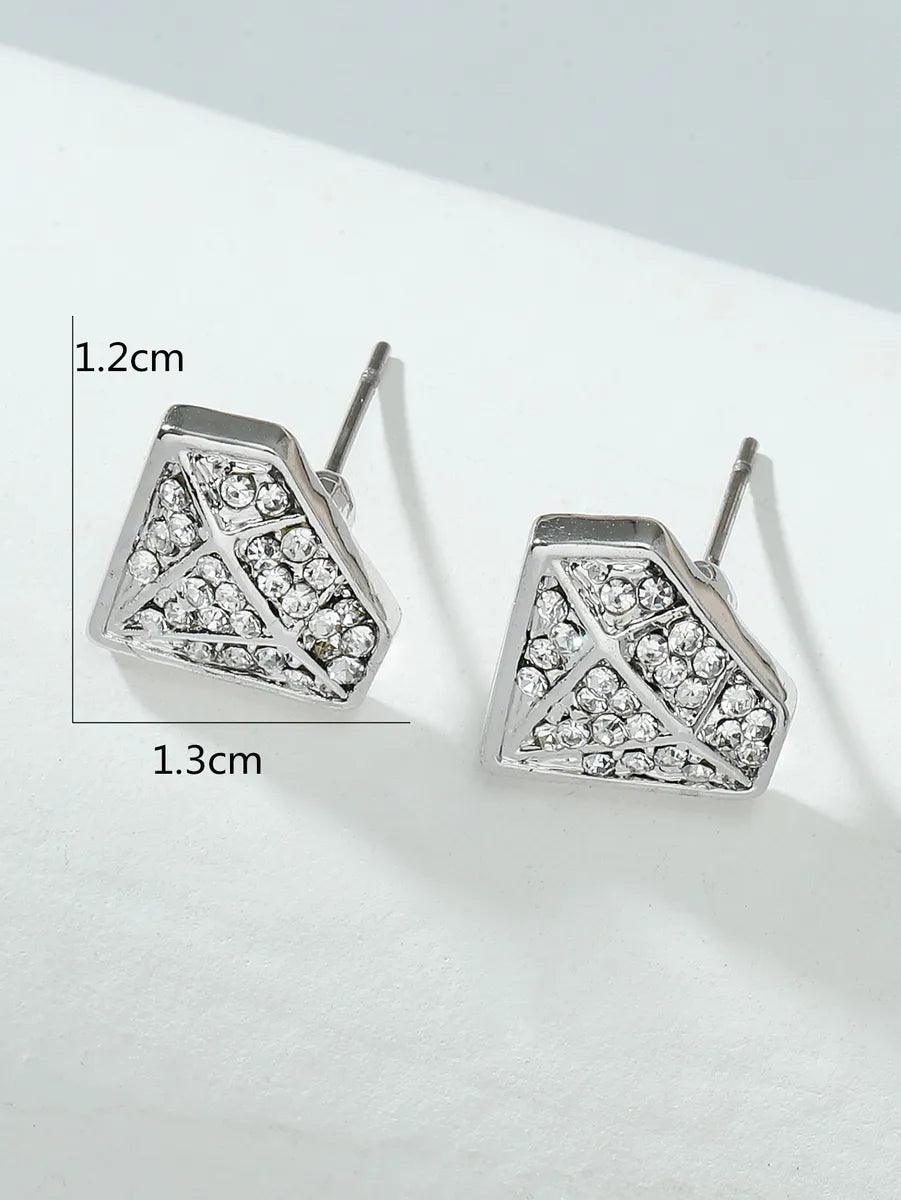 1 Pair Elegant Simple Style Diamonds Alloy Glass Ear Studs