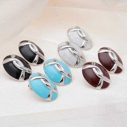 1 Pair Elegant Simple Style Eye Solid Color Asymmetrical Plating Copper Zircon Gold Plated Silver Plated Ear Studs