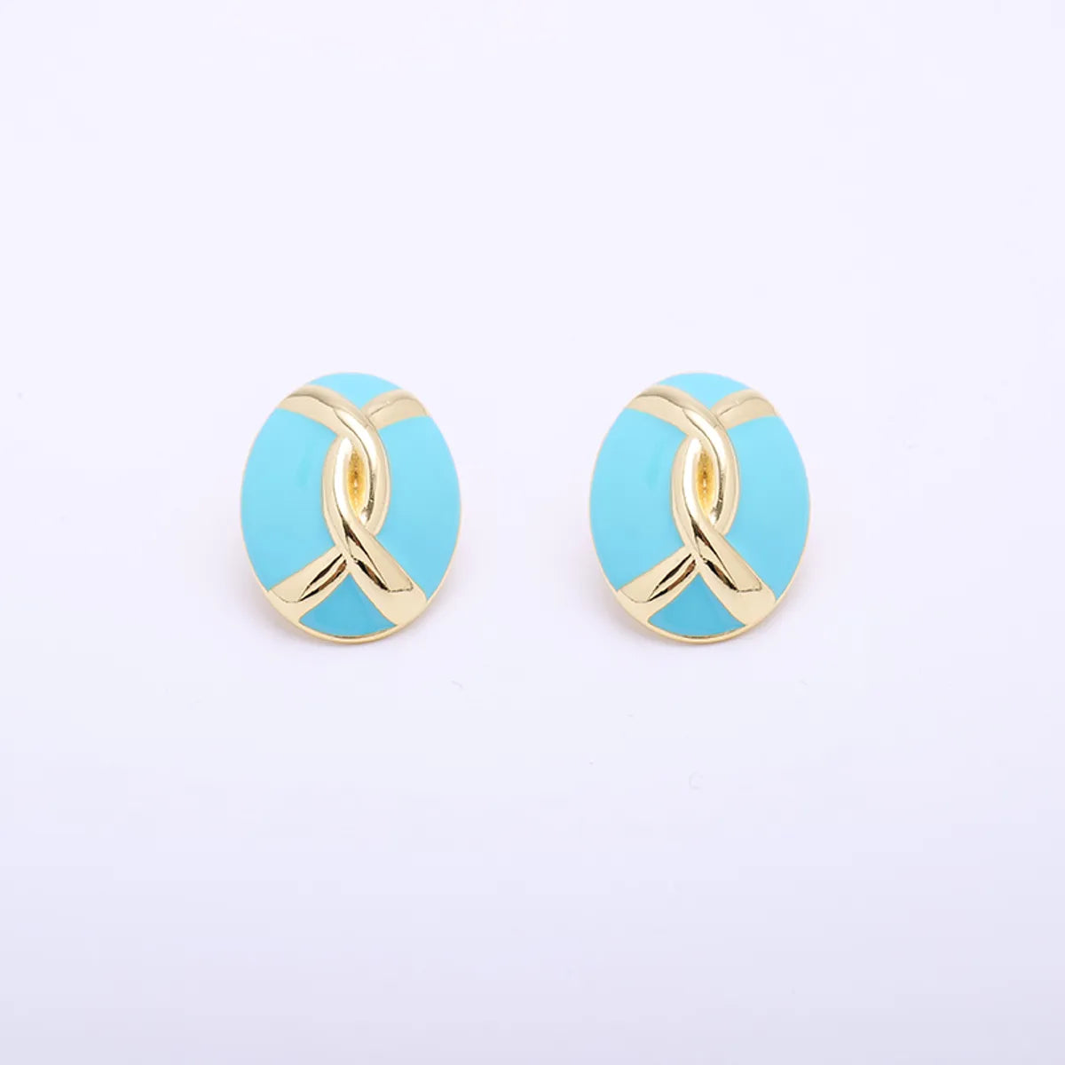 1 Pair Elegant Simple Style Eye Solid Color Asymmetrical Plating Copper Zircon Gold Plated Silver Plated Ear Studs