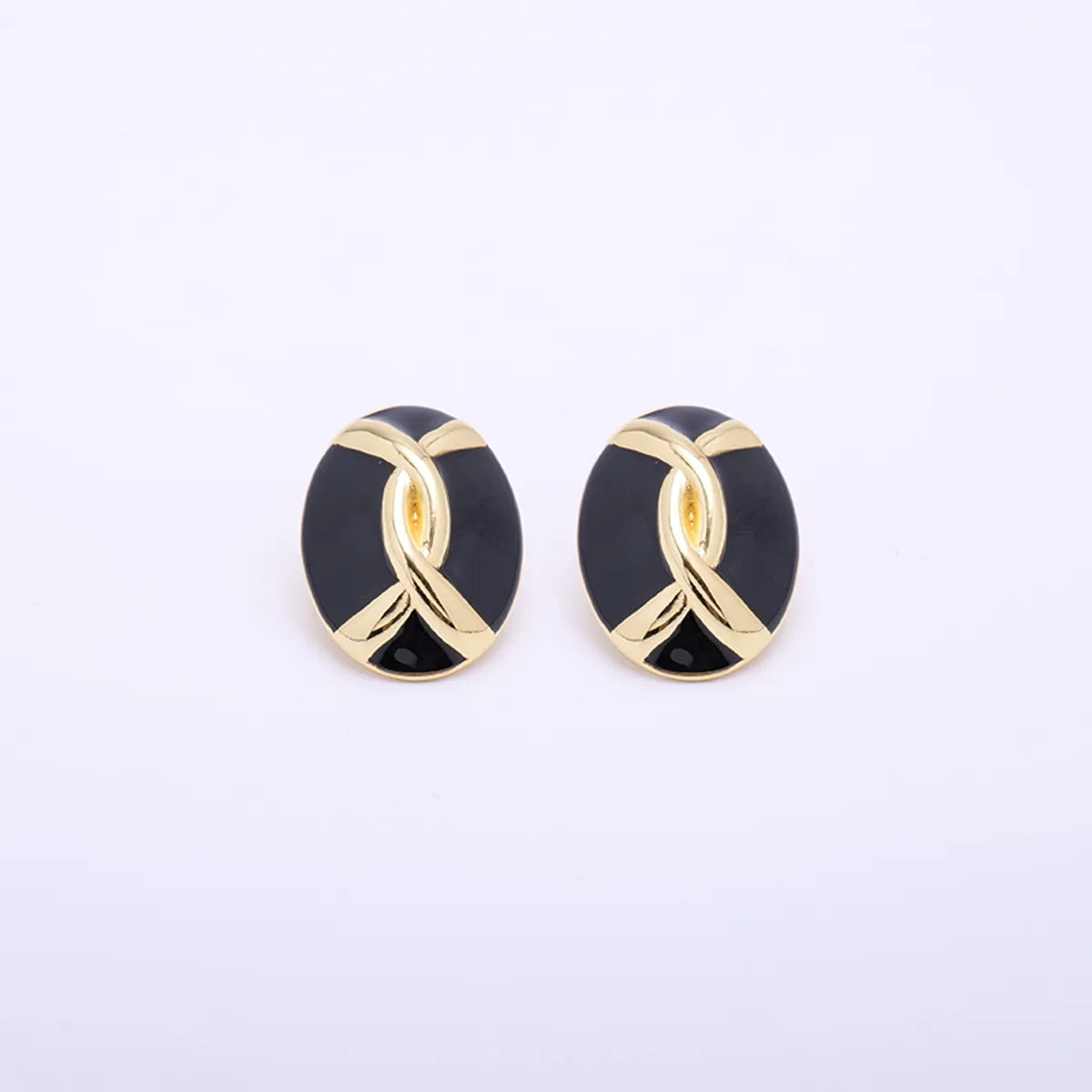 1 Pair Elegant Simple Style Eye Solid Color Asymmetrical Plating Copper Zircon Gold Plated Silver Plated Ear Studs