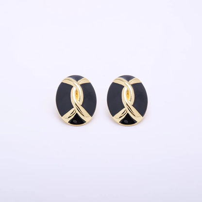 1 Pair Elegant Simple Style Eye Solid Color Asymmetrical Plating Copper Zircon Gold Plated Silver Plated Ear Studs