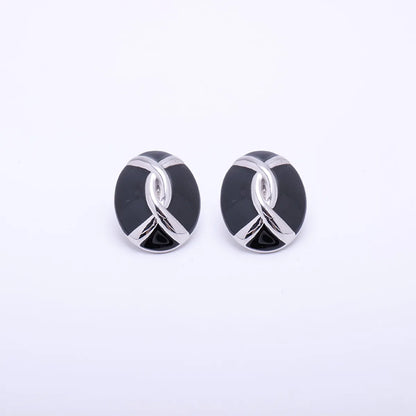 1 Pair Elegant Simple Style Eye Solid Color Asymmetrical Plating Copper Zircon Gold Plated Silver Plated Ear Studs