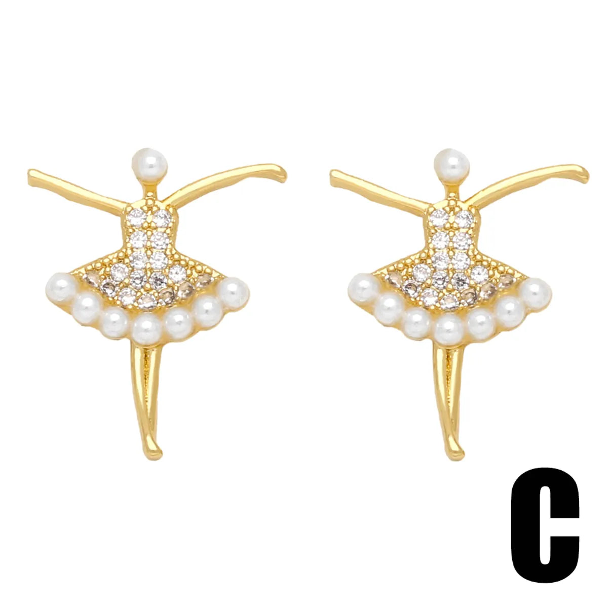 1 Pair Elegant Simple Style Flower Bow Knot Plating Inlay Copper Artificial Pearls Zircon 18k Gold Plated Ear Studs