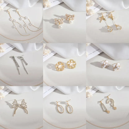 1 Pair Elegant Simple Style Flower Butterfly Alloy Drop Earrings Ear Studs