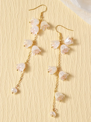 1 Pair Elegant Simple Style Flower Inlay Alloy Artificial Crystal Drop Earrings