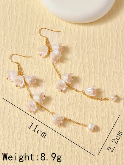 1 Pair Elegant Simple Style Flower Inlay Alloy Artificial Crystal Drop Earrings