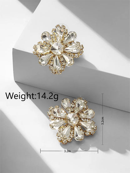 1 Pair Elegant Simple Style Flower Inlay Alloy Artificial Rhinestones Ear Studs