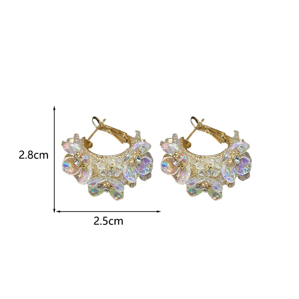 1 Pair Elegant Simple Style Flower Inlay Alloy Rhinestones Earrings