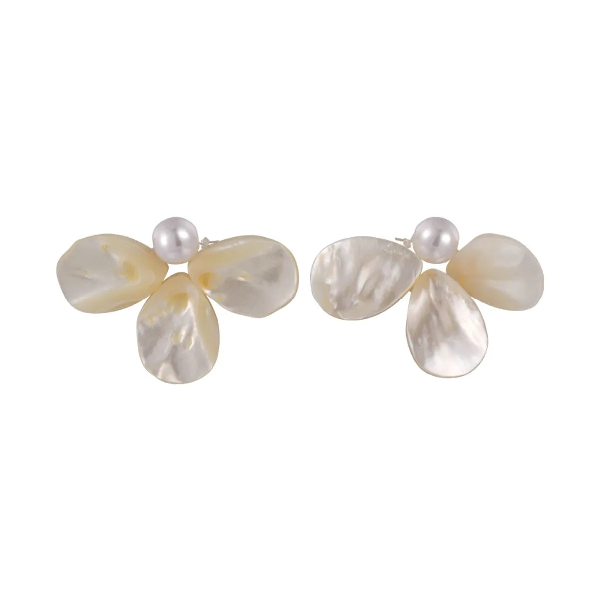 1 Pair Elegant Simple Style Flower Inlay Shell Pearl Ear Studs