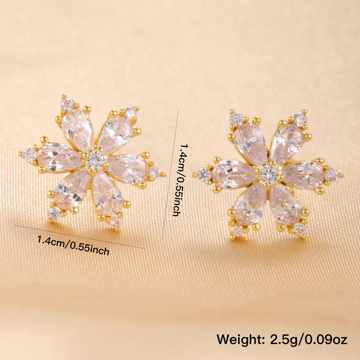 1 Pair Elegant Simple Style Flower Plating Inlay Copper Zircon 18K Gold Plated Ear Studs