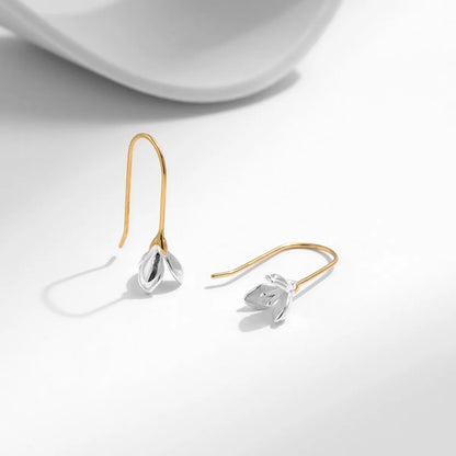 1 Pair Elegant Simple Style Flower Plating Sterling Silver 18k Gold Plated Silver Plated Drop Earrings