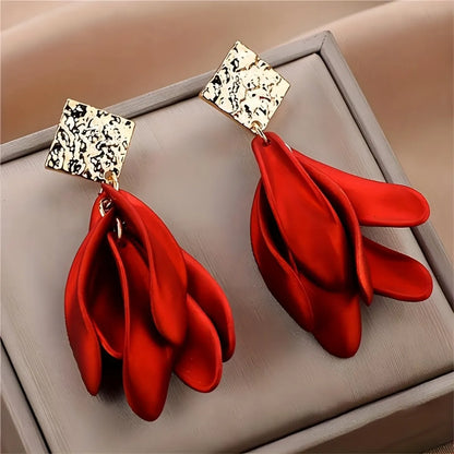 1 Pair Elegant Simple Style Flower Tassel Alloy Drop Earrings