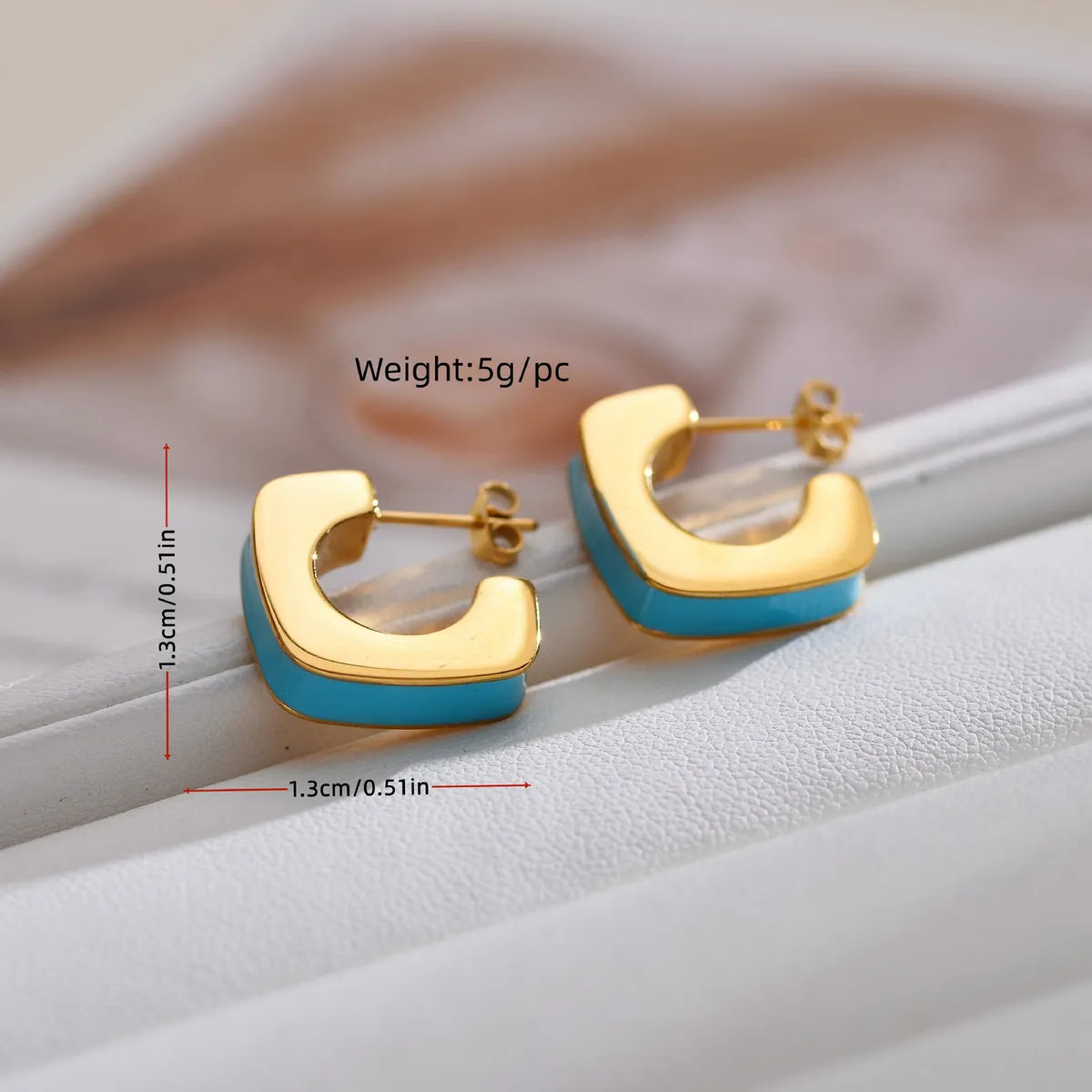 1 Pair Elegant Simple Style Geometric Enamel Plating Stainless Steel Ear Studs