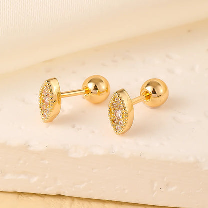 1 Pair Elegant Simple Style Geometric Heart Shape Butterfly Inlay 304 Stainless Steel Copper Zircon Gold Plated Ear Studs