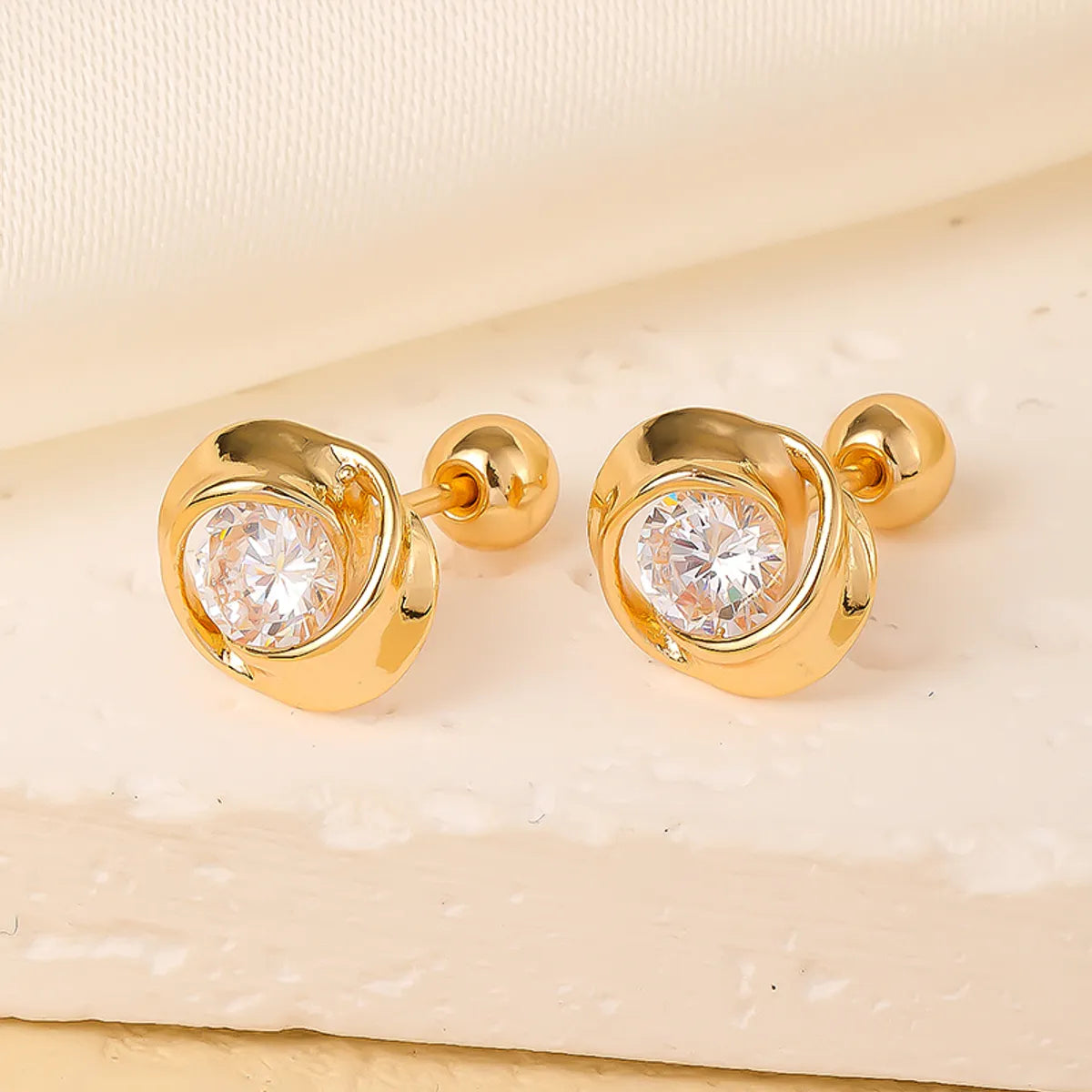 1 Pair Elegant Simple Style Geometric Heart Shape Butterfly Inlay 304 Stainless Steel Copper Zircon Gold Plated Ear Studs