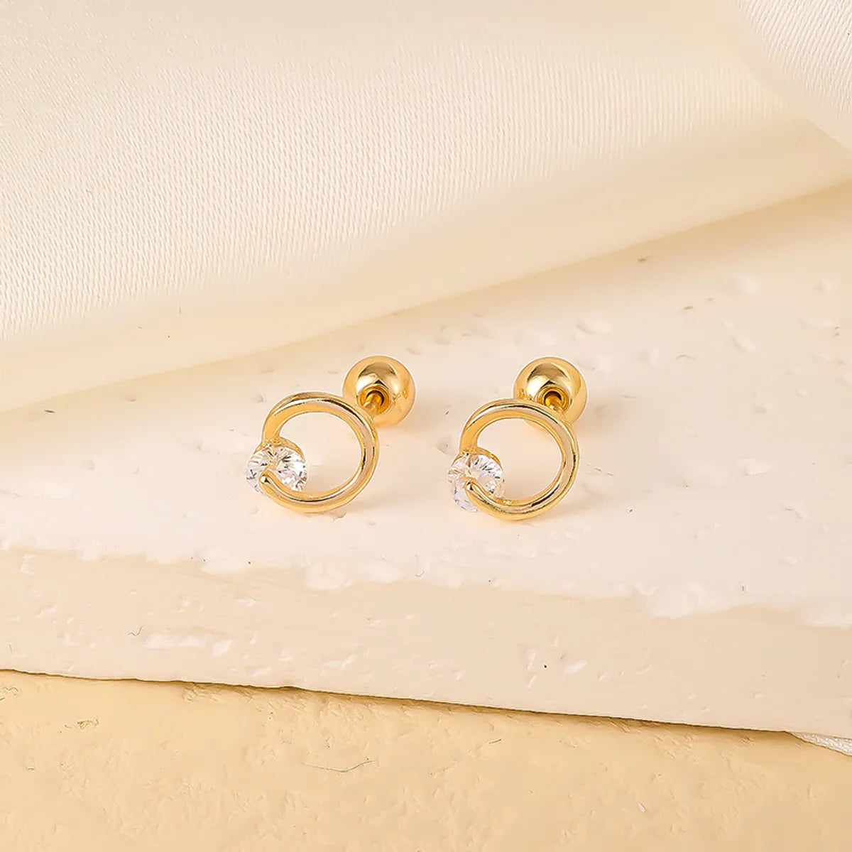 1 Pair Elegant Simple Style Geometric Heart Shape Butterfly Inlay 304 Stainless Steel Copper Zircon Gold Plated Ear Studs