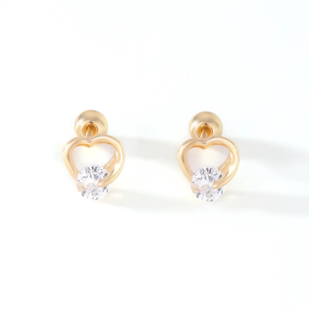 1 Pair Elegant Simple Style Geometric Heart Shape Butterfly Inlay 304 Stainless Steel Copper Zircon Gold Plated Ear Studs