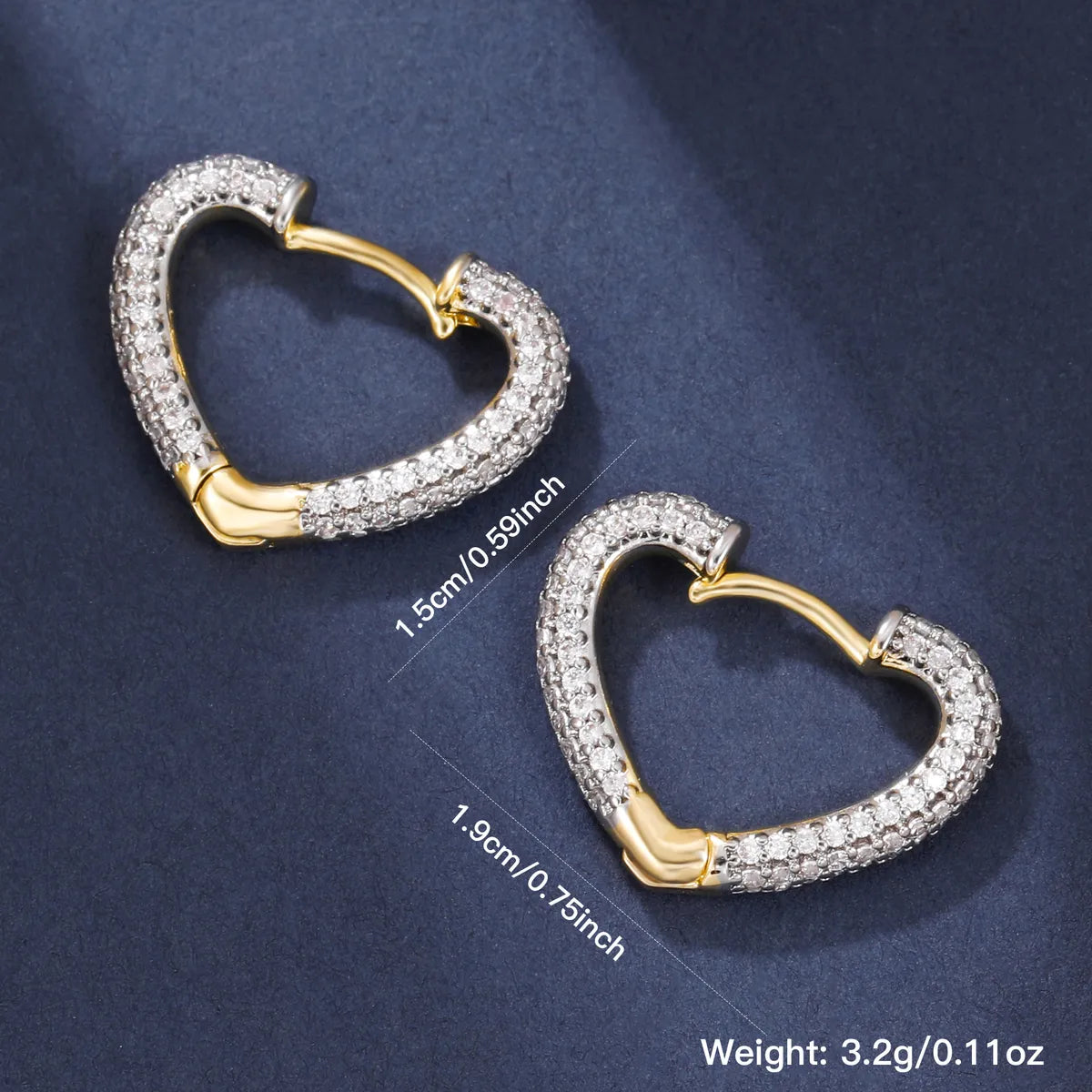 1 Pair Elegant Simple Style Geometric Heart Shape Inlay Copper Zircon 18K Gold Plated Silver Plated Earrings