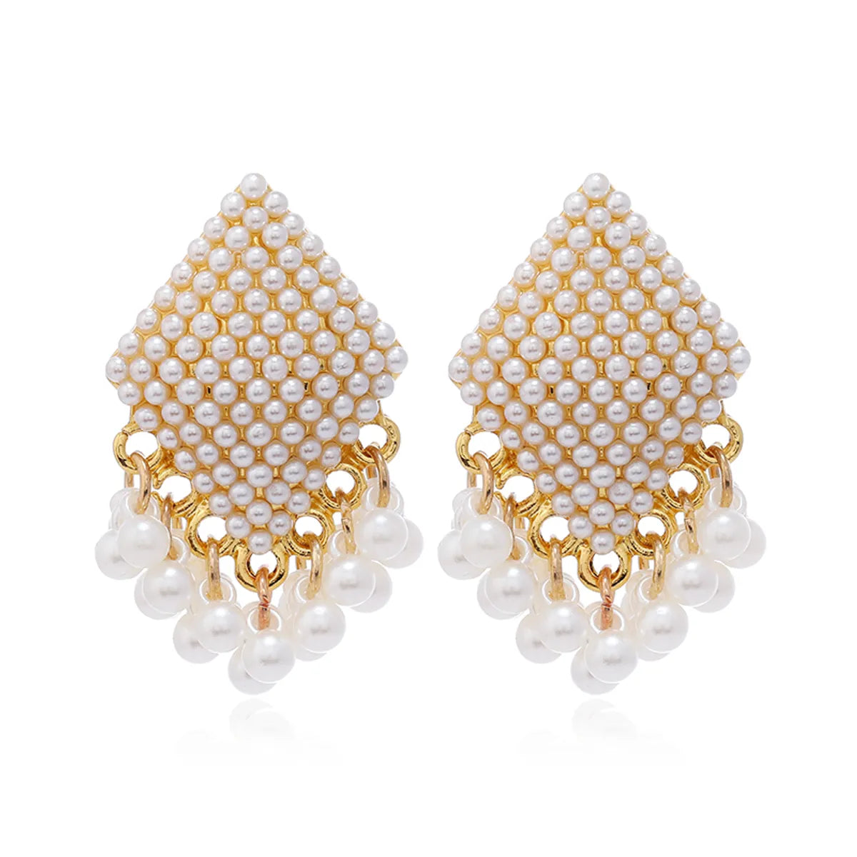 1 Pair Elegant Simple Style Geometric Inlay Alloy Pearl Gold Plated Drop Earrings