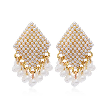 1 Pair Elegant Simple Style Geometric Inlay Alloy Pearl Gold Plated Drop Earrings