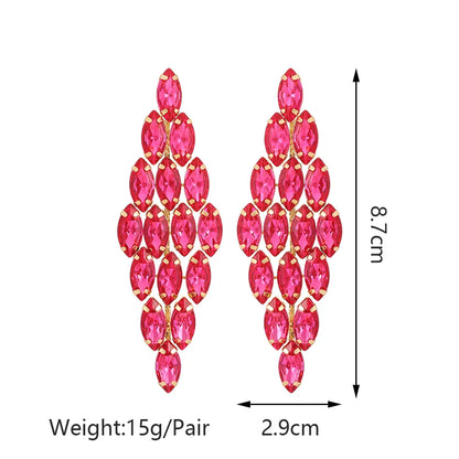 1 Pair Elegant Simple Style Geometric Maple Leaf Tassel Plating Inlay Ferroalloy Rhinestones Dangling Earrings