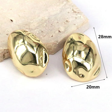 1 Pair Elegant Simple Style Geometric Oval Plating Copper 18k Gold Plated Ear Studs